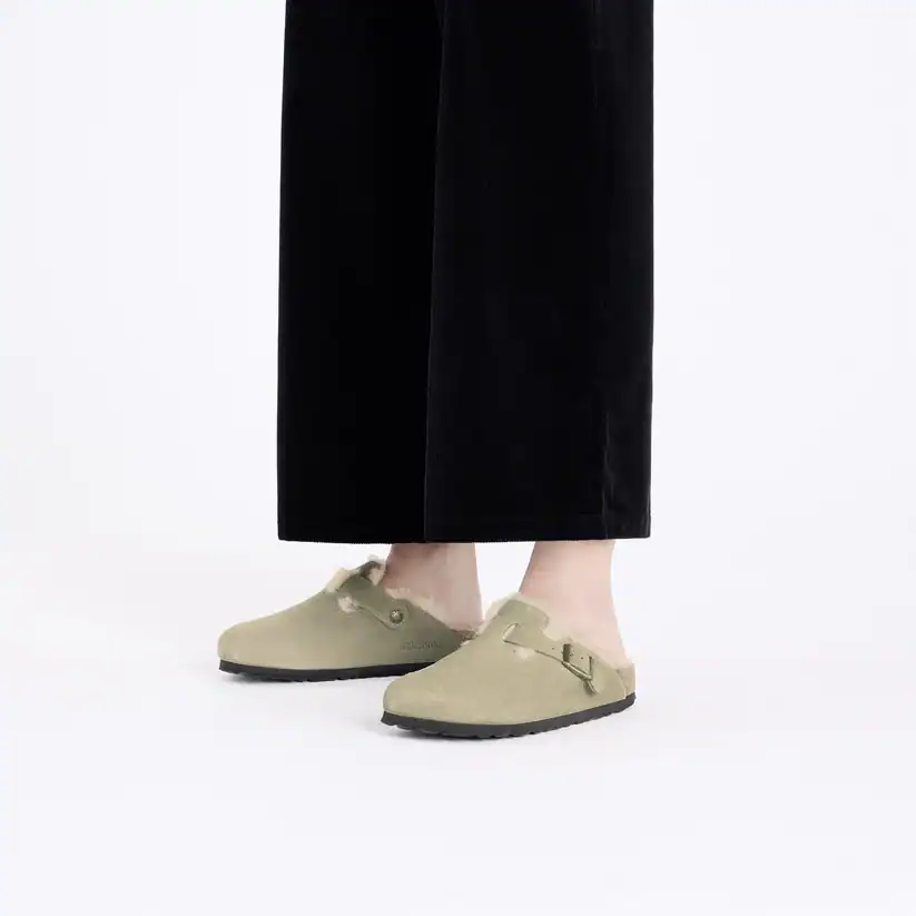 Birkenstock Boston Shearling Suede|Taupe - Image 3