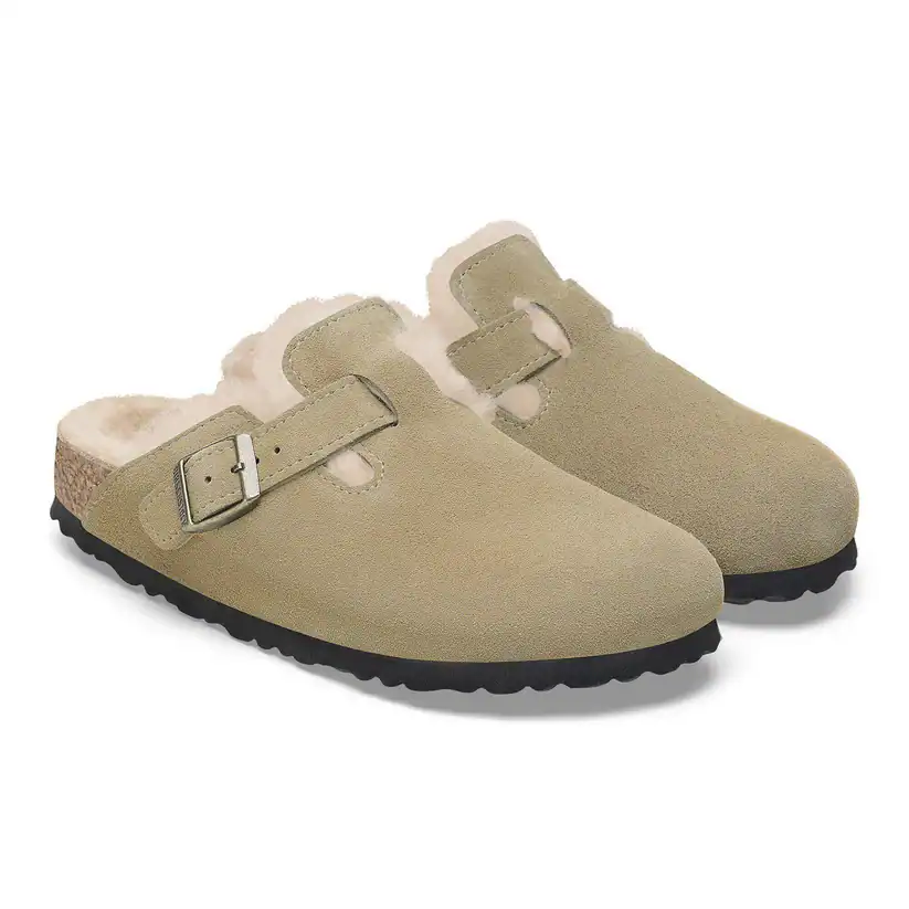 Birkenstock Boston Shearling Suede|Taupe - Image 2