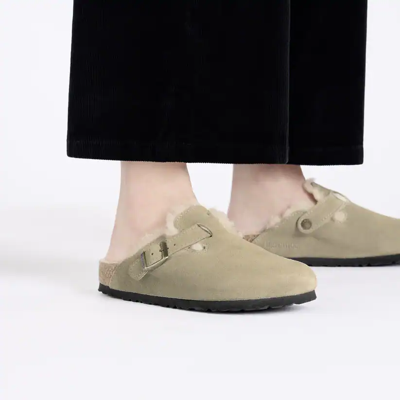 Birkenstock Boston Shearling Suede|Taupe - Image 4