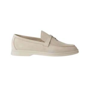 Loro Piana Summer Charms Walk Loafer Suede Pearl Powder