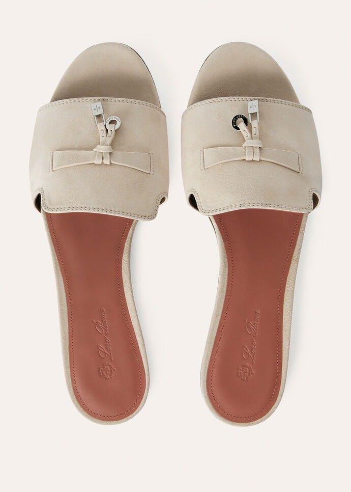 Loro Piana Summer Charms Sandal Suede Goatskin Pearl Powder - Image 6