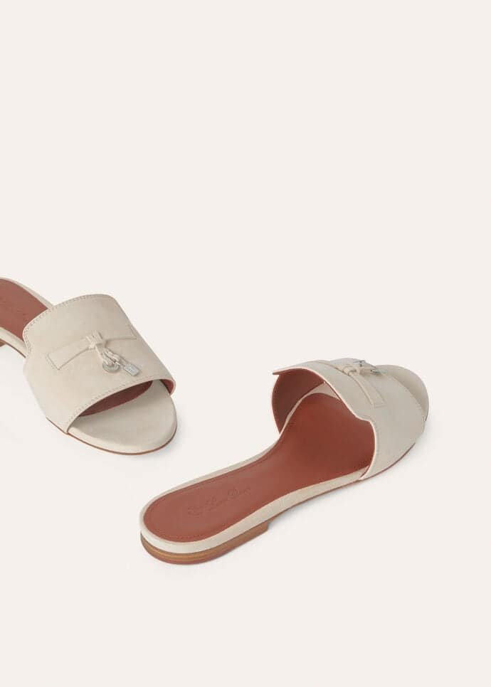 Loro Piana Summer Charms Sandal Suede Goatskin Pearl Powder - Image 7