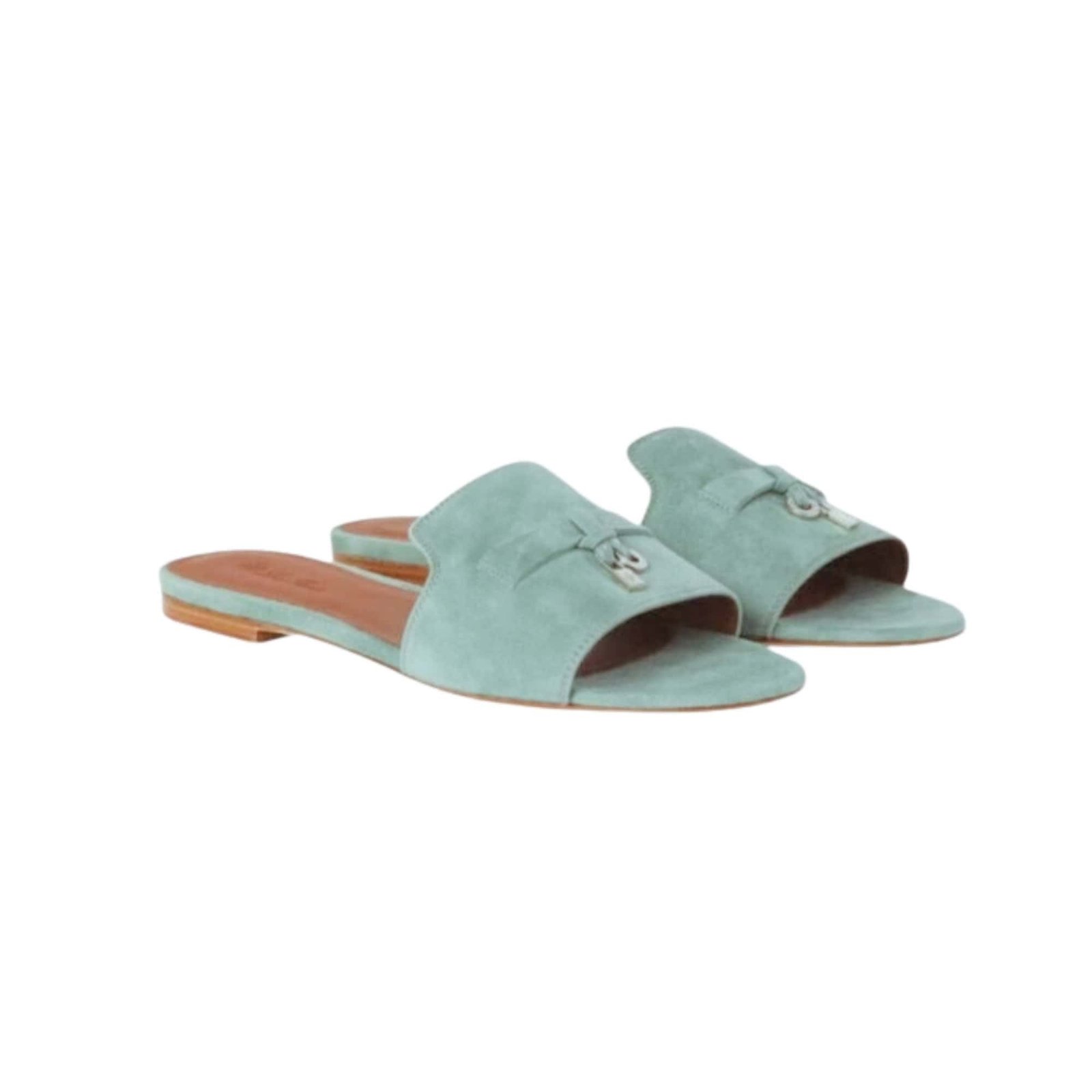 Loro Piana Summer Charms Sandal Suede Goatskin Camu Blue - Image 2