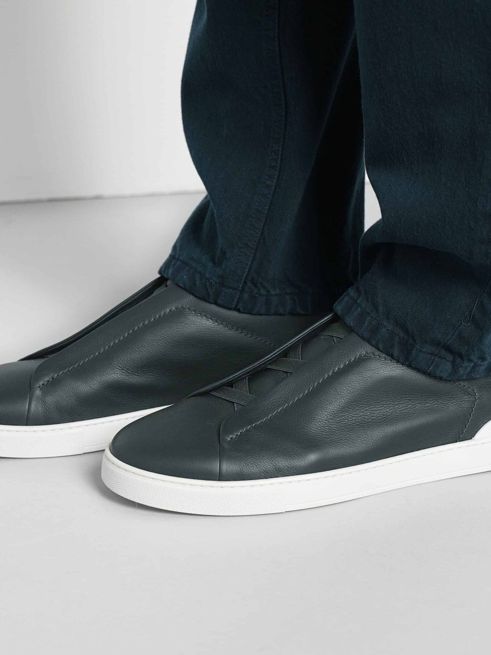 Zegna Dark Green Triple Stitch™ SECONDSKIN Sneakers - Image 7
