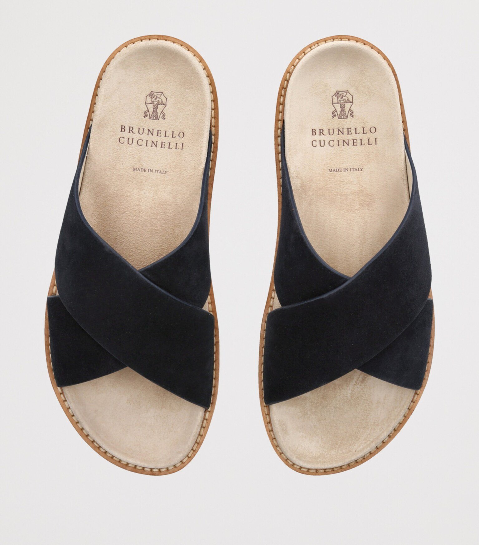 Brunello Cucinelli Black Suede Crossover Sandals - Image 4