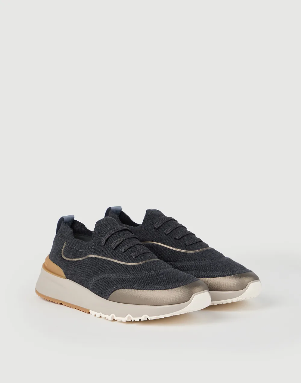 Brunello Cucinelli Techno Cotton Knit Runners With Heat-Bonded Details Night - Image 3