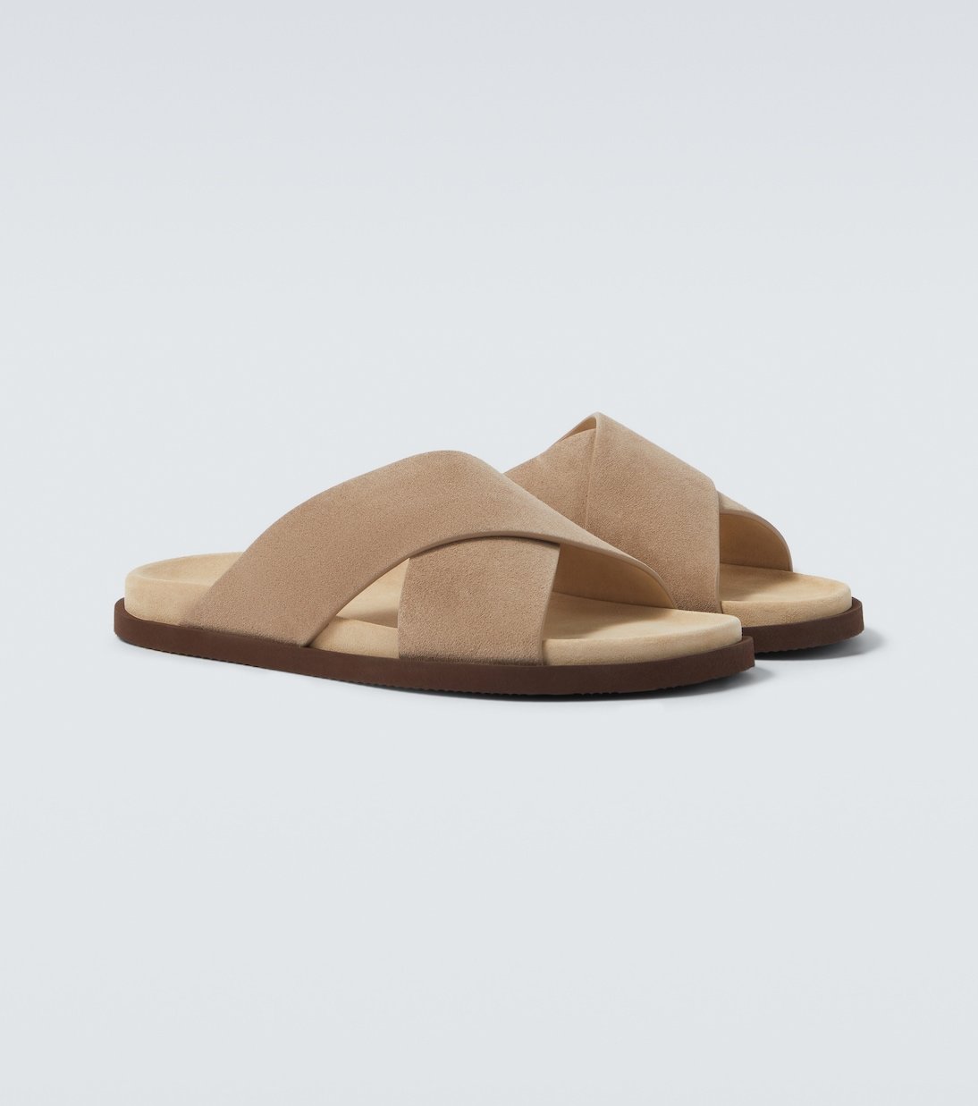 Brunello Cucinelli Biege Suede Crossover Sandals - Image 3