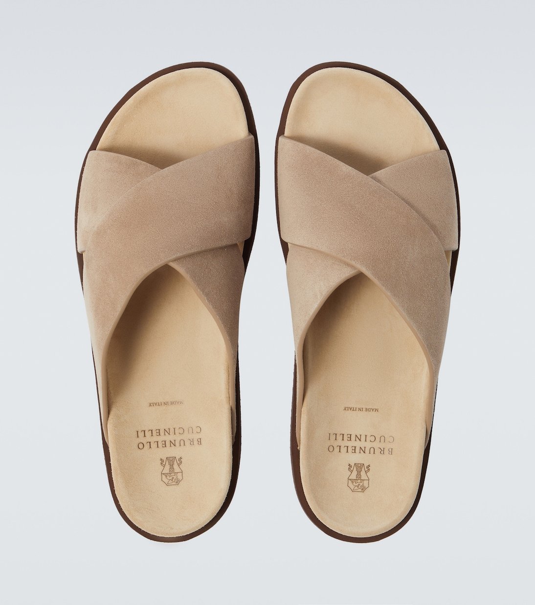 Brunello Cucinelli Biege Suede Crossover Sandals - Image 4
