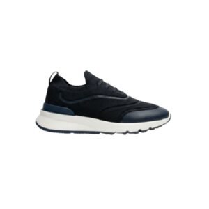 Brunello Cucinelli Techno Cotton Knit Runners With Heat-Bonded Details Navy