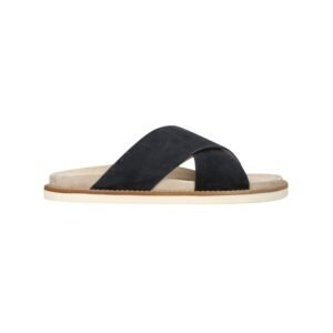 Brunello Cucinelli Black Suede Crossover Sandals