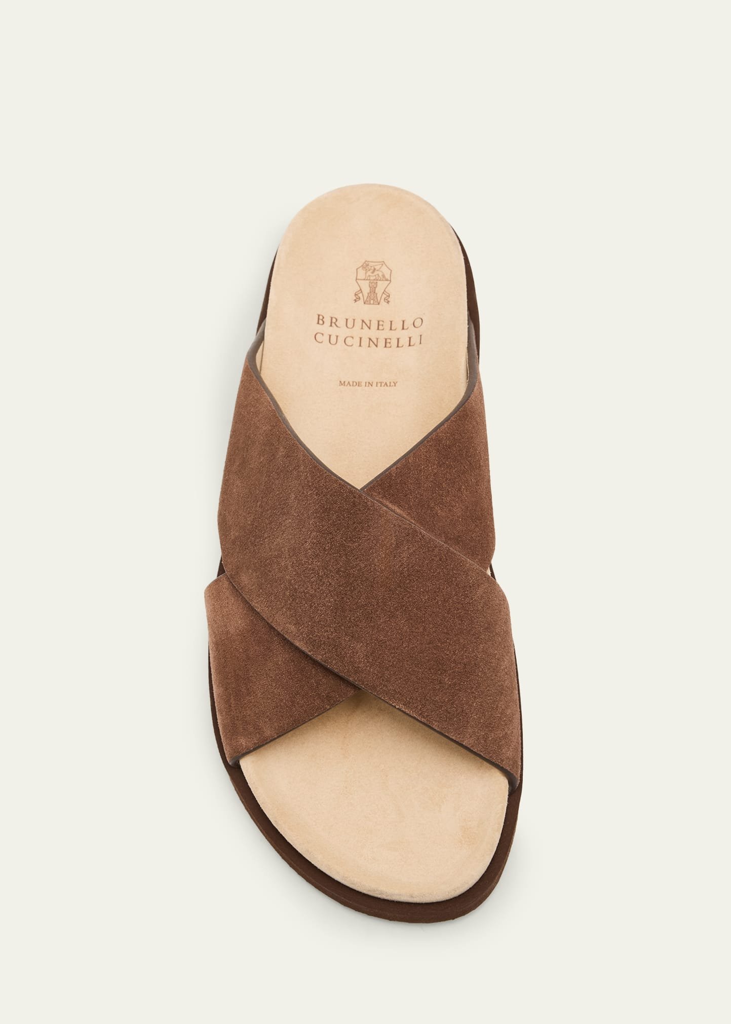 Brunello Cucinelli Brown Suede Crossover Sandals - Image 3