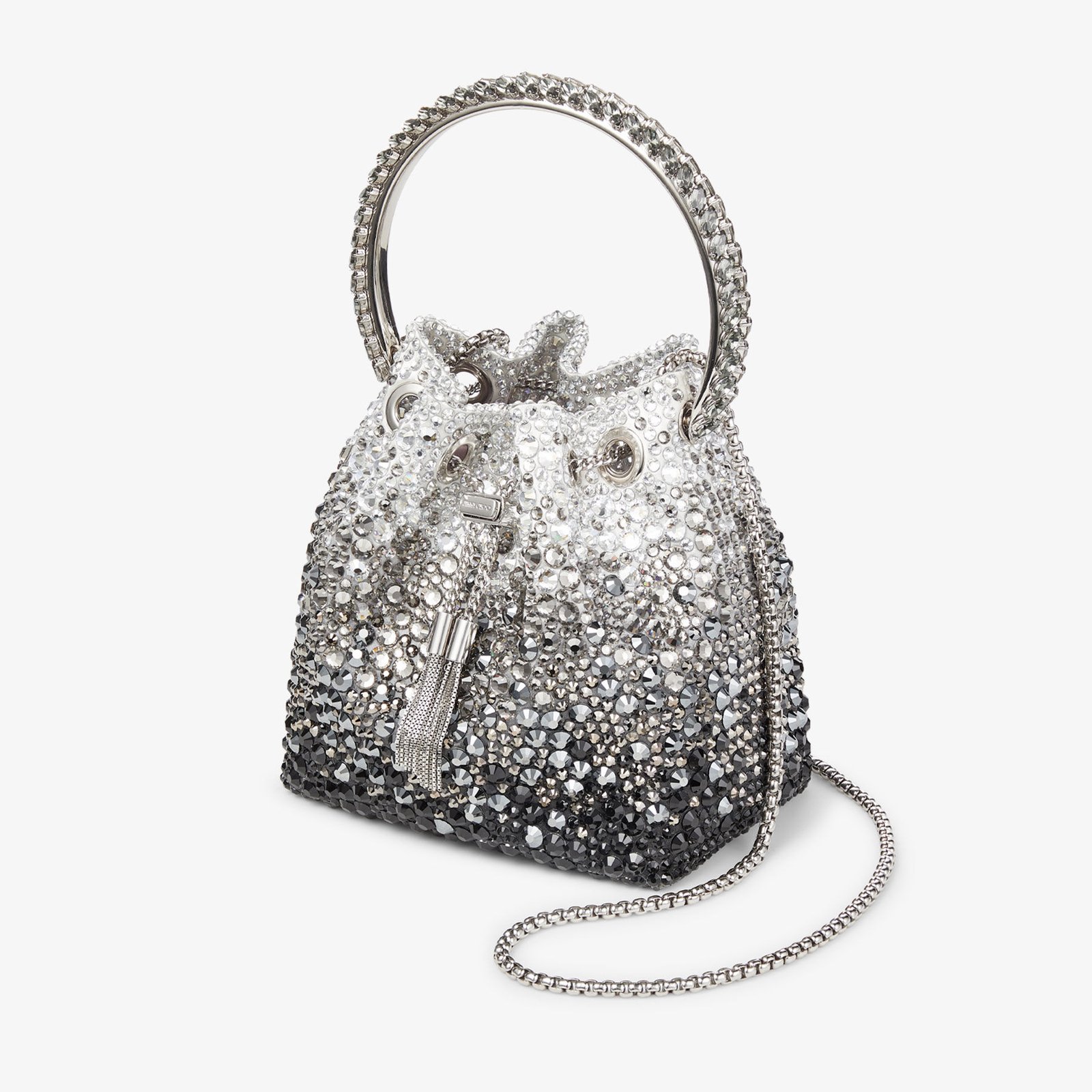 Jimmy Choo Bon Bon Black Satin Bag with Crystals - Image 2