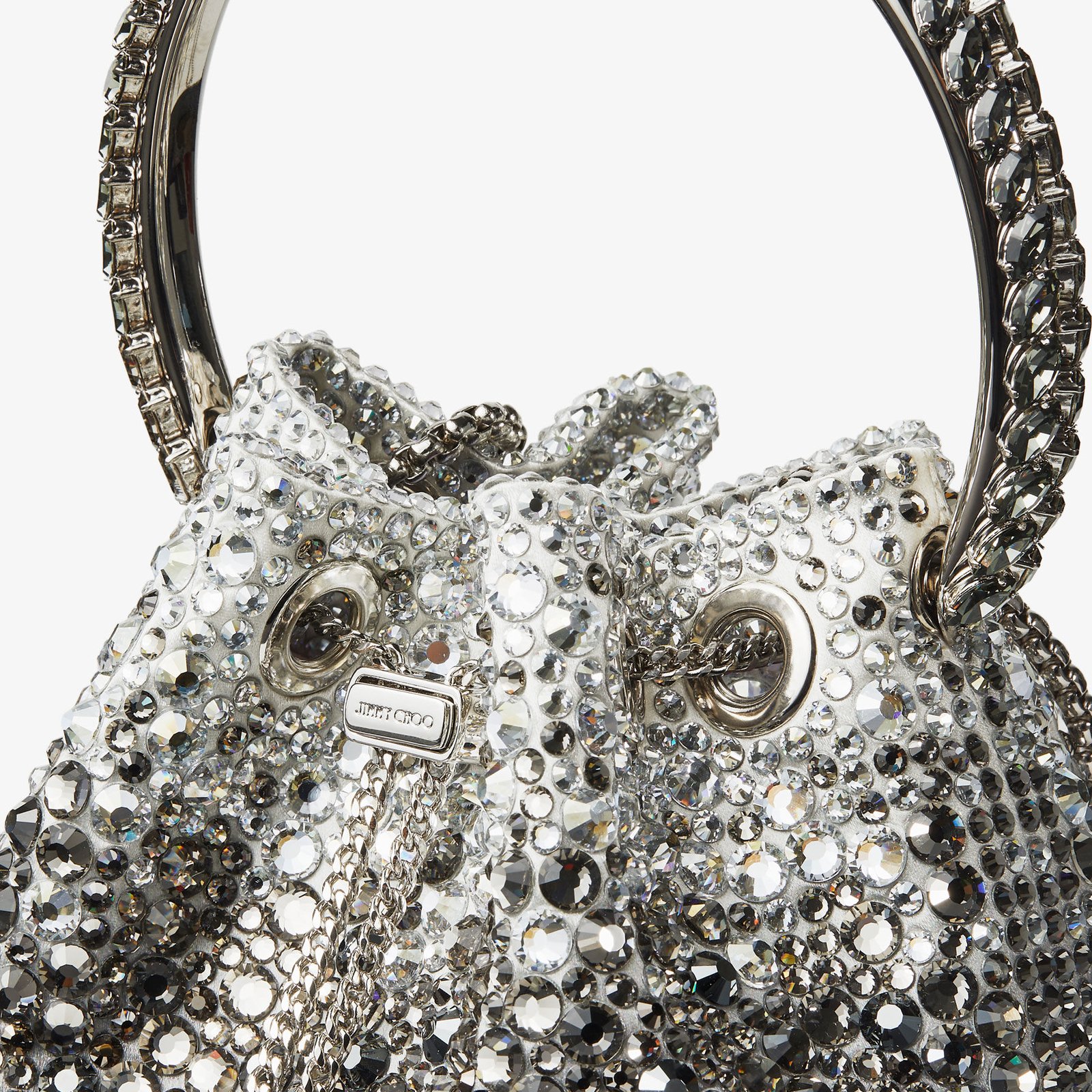 Jimmy Choo Bon Bon Black Satin Bag with Crystals - Image 4