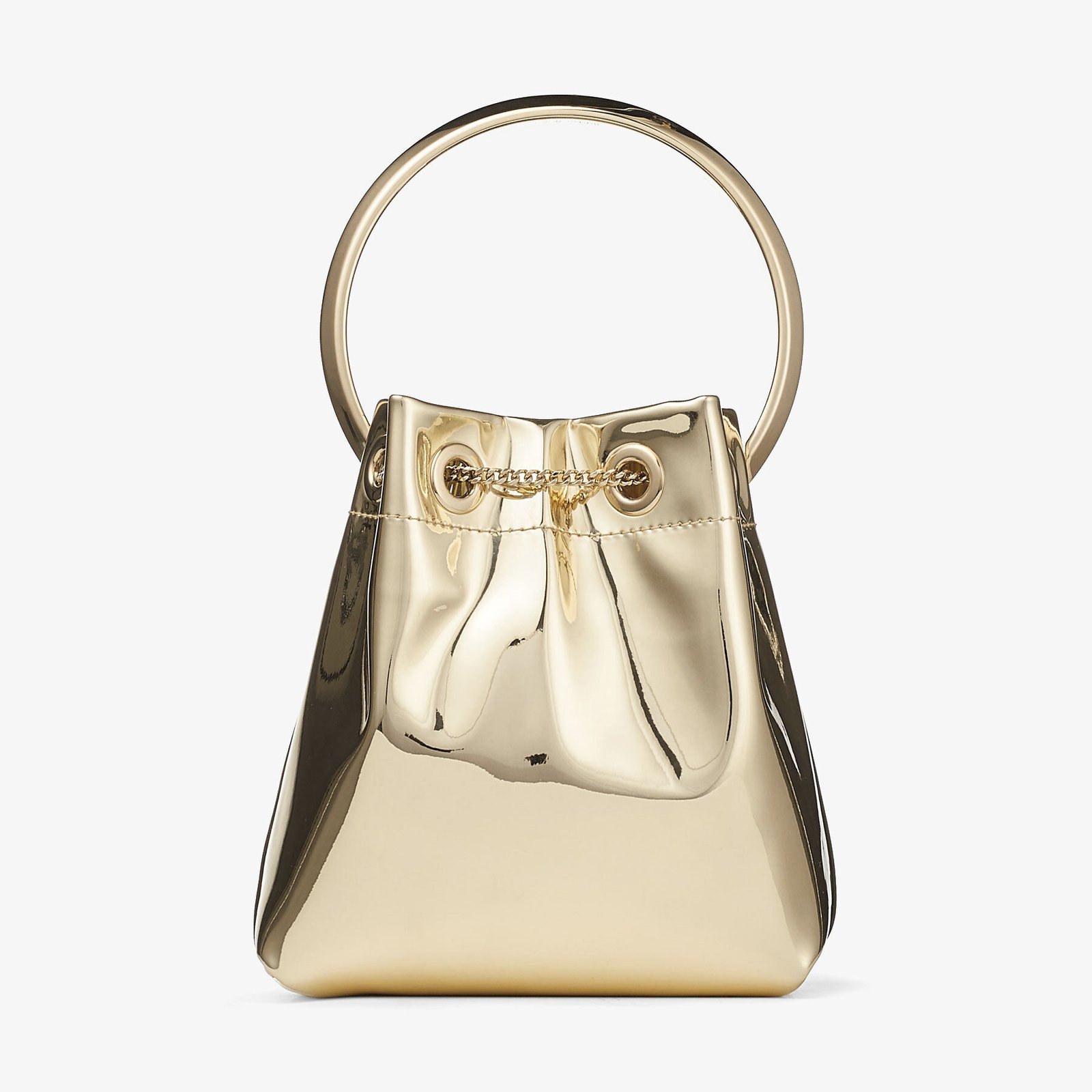 Jimmy Choo Bon Bon Gold Mirror Fabric Mini Bag with Metal Handle - Image 5