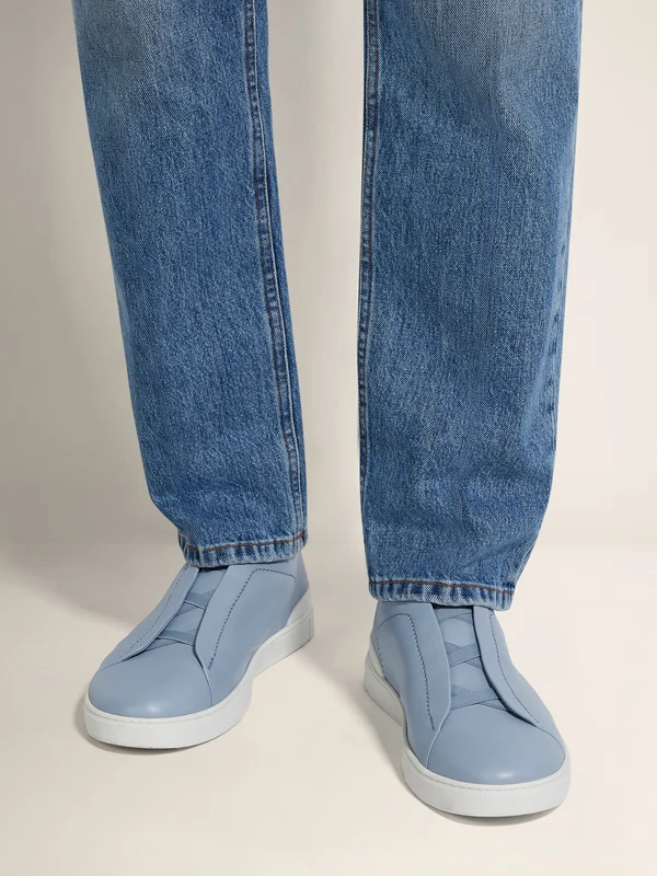 Zegna Light Blue TRIPLE STITCH™ SECONDSKIN SNEAKERS - Image 7