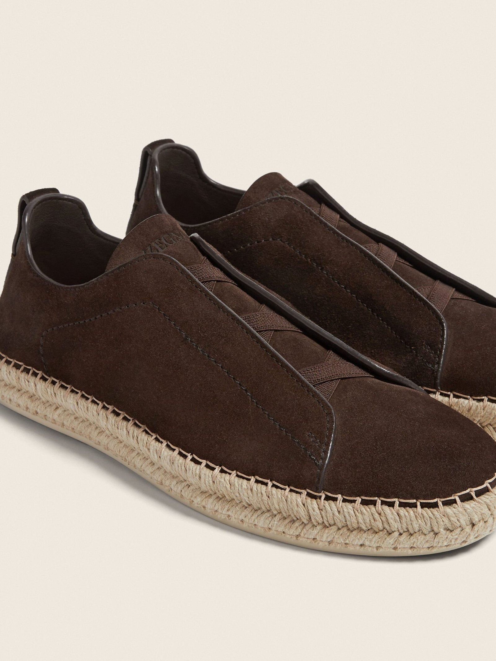 Zegna Dark Brown Suede Triple Stitch™ Espadrilles - Image 3