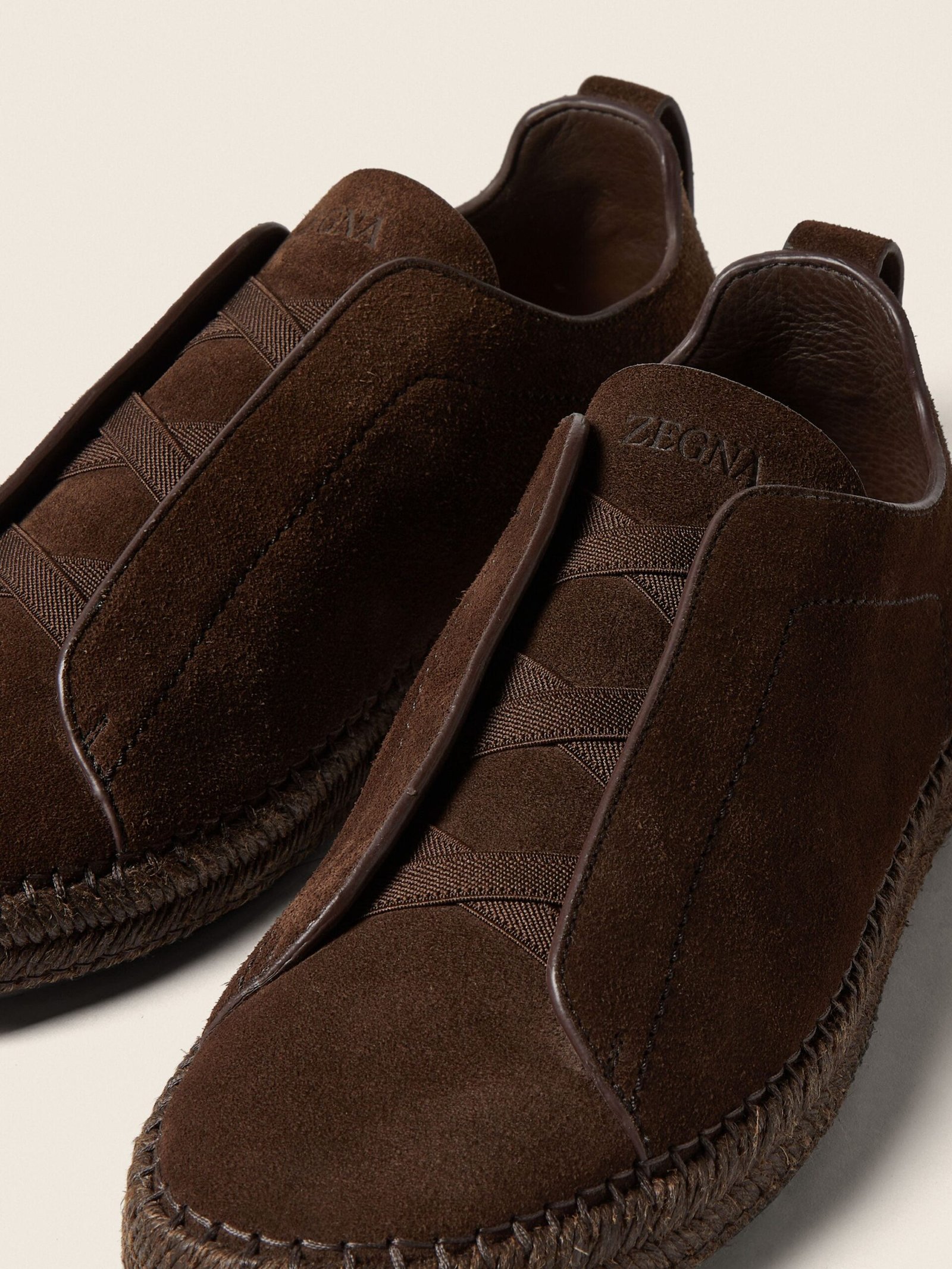 Zegna Dark Brown Suede Triple Stitch™ Espadrilles - Image 5