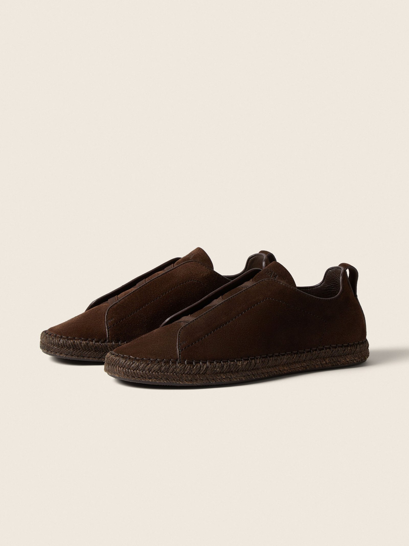 Zegna Dark Brown Suede Triple Stitch™ Espadrilles - Image 3