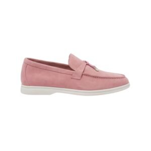 Loro Piana Summer Charms Walk Moccasins Suede Pink