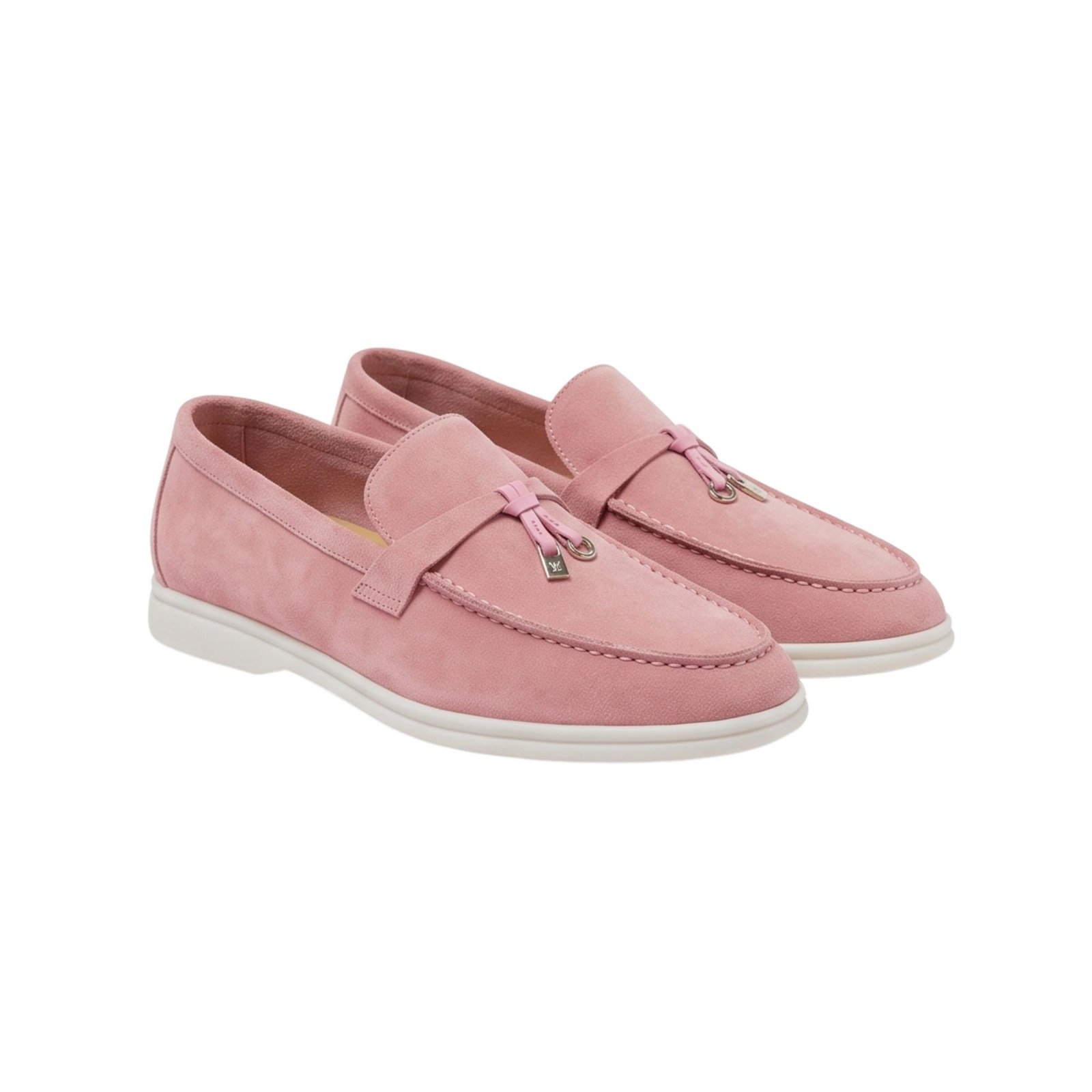 Loro Piana Summer Charms Walk Moccasins Suede Pink - Image 3