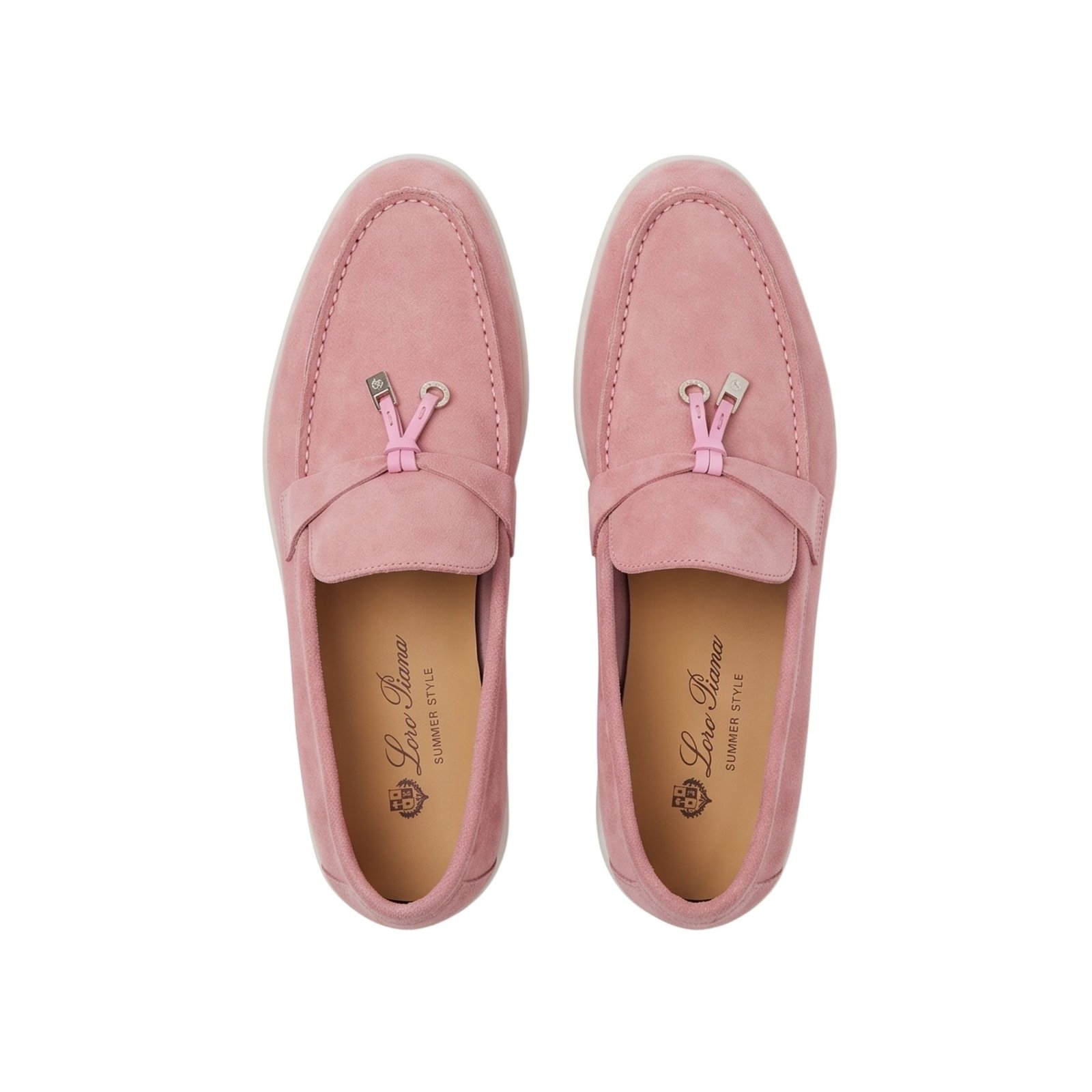 Loro Piana Summer Charms Walk Moccasins Suede Pink - Image 4