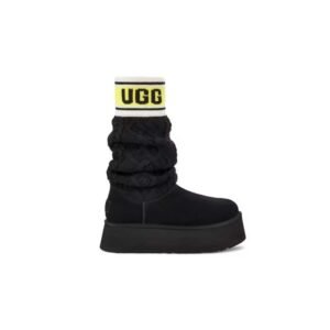 Classic Sweater Letter Boot Black